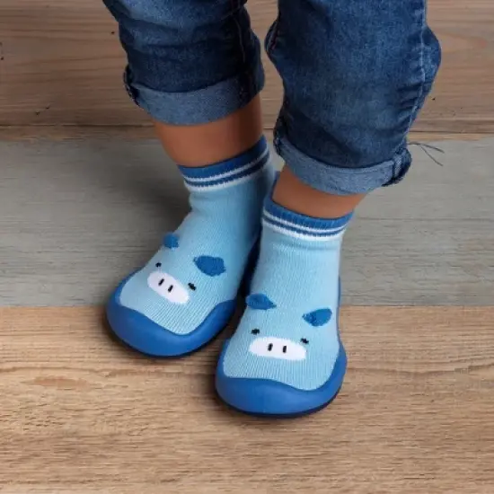 Komuello Baby Boy/ First Walk Sock Shoes Piglet Blue image {4}
