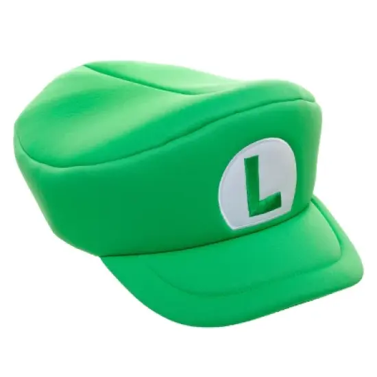 Super Mario Bros Embroidered Luigi L Patch Adult Green Beret Cap image {2}