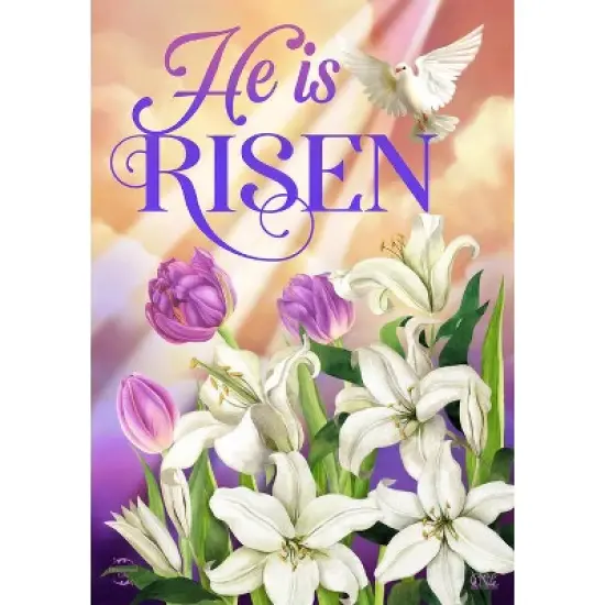 He Is Risen Lillies Easter Garden Flag 18" x 12.5" Briarwood Lane image {2}