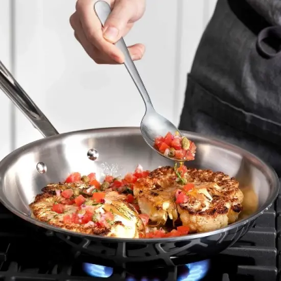 All-Clad D5 5-Ply Brushed Stainless Steel Fry Pan 10 Inch Induction Oven Broiler Safe 600F Pots and Pans, Cookware Silver image {2}