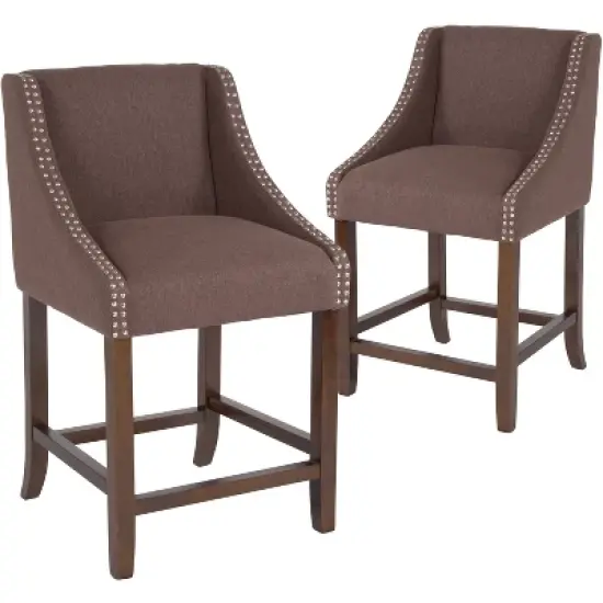 Merrick Lane 24 Inch Counter Height Stool with Nailhead Trim - Set of 2 image {15}
