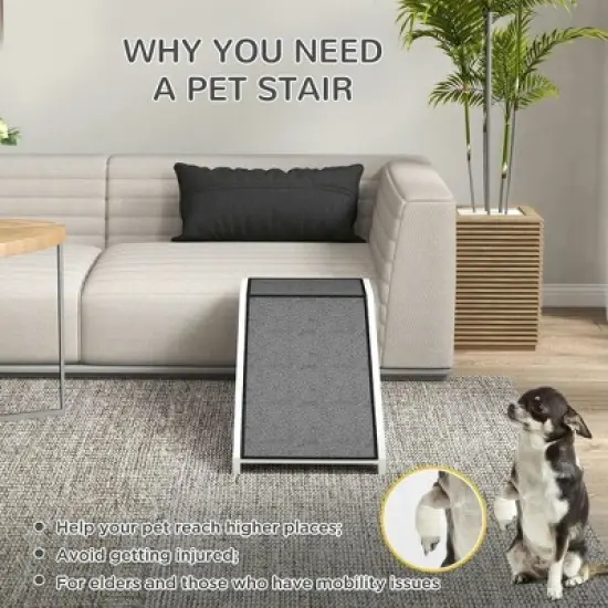Resenkos Pet Step, Dog Stairs, Extra Wide Pet Stairs,49" Pet Ramp for Dogs & Cats with Non-Slip Carpet, White image {2}