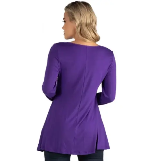 24seven Comfort Apparel Womens Long Sleeve Solid Color Swing Style Flared Maternity Tunic Top image {2}