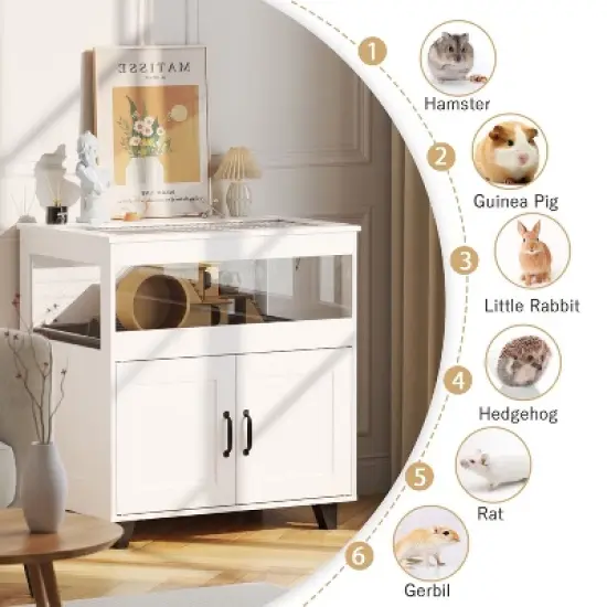 Famapy White Small Pet Cage Hamster Cage with a Pull-Out Tray and a Flip-Top Metal Mesh &ndash; Designed for Easy Cleaning and Convenient Feeding image {5}