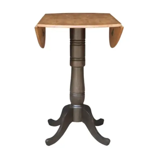 42" Nathaniel Round Dual Drop Leaf Bar Height Dining Table Hickory/Washed Coal - International Concepts image {4}