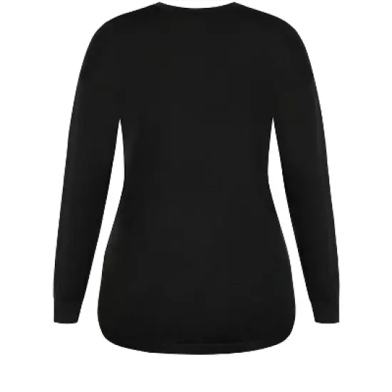 Women's Plus Size Tully Curved Hem Sweater - black | AVENUE image {6}