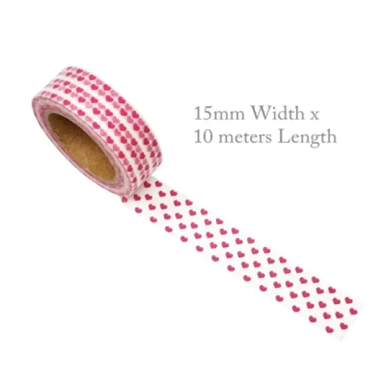 Wrapables Colorful Washi Masking Tape, Mini Red Hearts image {1}