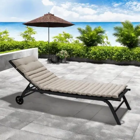 FURNIinspire Outdoor Seat Cushions 2pcs Waterproof Chaise Lounge Cushion Replacement, Breathable Outdoor Cushion Set, Brown, 76"*23.61"*2.36" image {3}