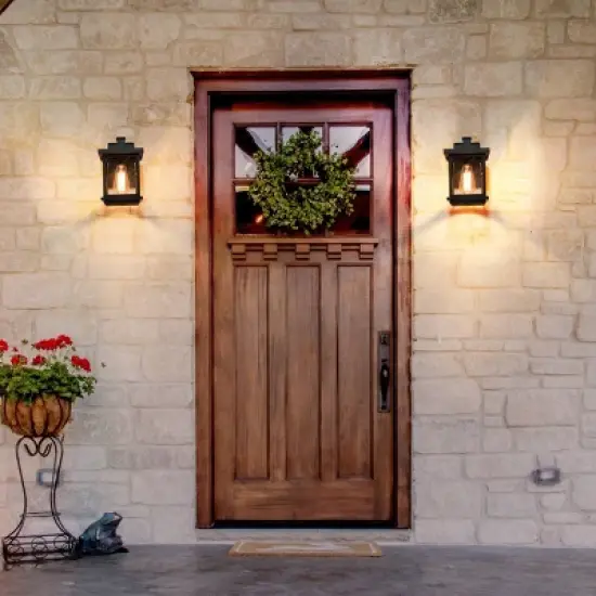 10.6" Metal/Glass Outdoor Lamp Black - LNC image {2}