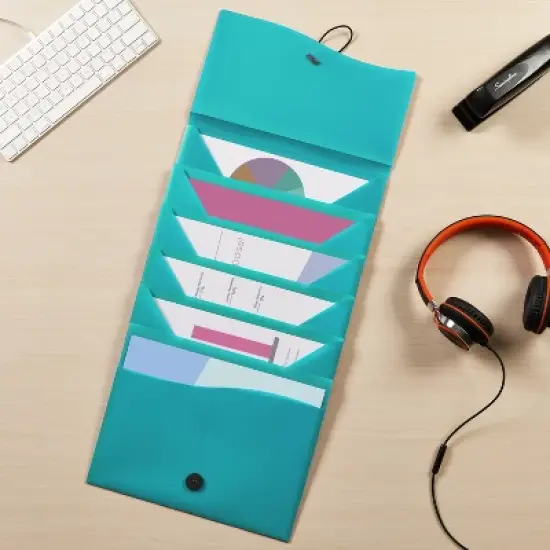 Avery Slide & View Expanding File Folder, 6 Pockets, Letter Size, 1 Aqua Folder (73544) image {2}