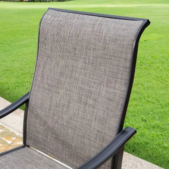 9pc Patio Dining Set with Expandable Steel Table & 360 Swivel Sling Arm Chairs - Captiva Designs image {6}