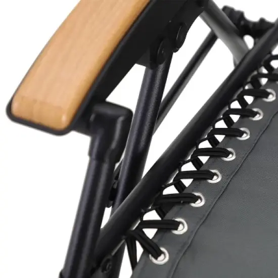 Captiva Designs Patio Zero Gravity Free XL Padded Seat Recliner with Cup Holder & Alloy Steel Frame - Gray image {4}