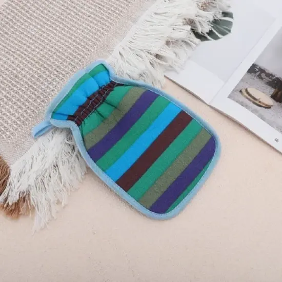 Unique Bargains Rainbow Stripes Shower Gloves for Bathroom 8.66"x5.71" Blue 1 Pc image {2}