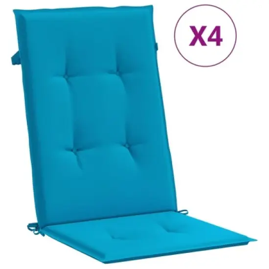 vidaXL Highback Chair Cushion Set of 4 Blue 100% Polyester image {10}