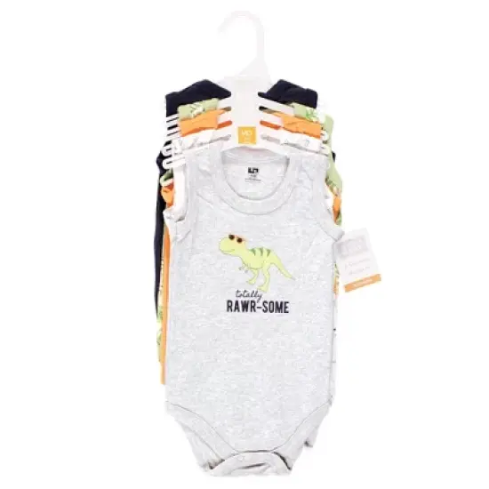 Hudson Baby Infant Boy Cotton Sleeveless Bodysuits, Cool Dinosaurs image {1}
