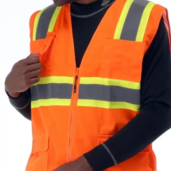 RefrigiWear Hi Vis Safety Orange Work Vest image {3}