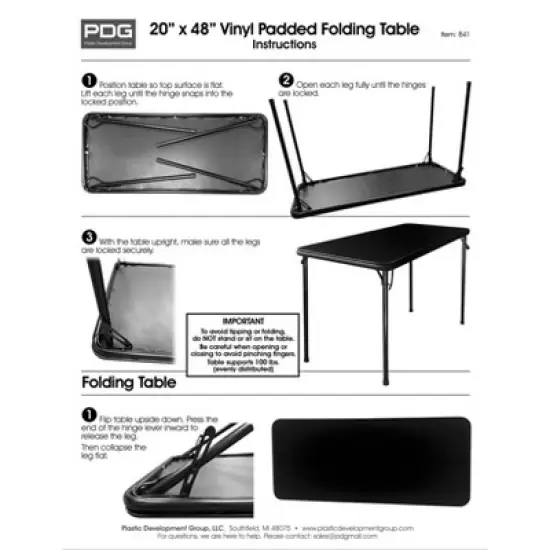 Peakform 20"x48" Folding Table  Black image {2}
