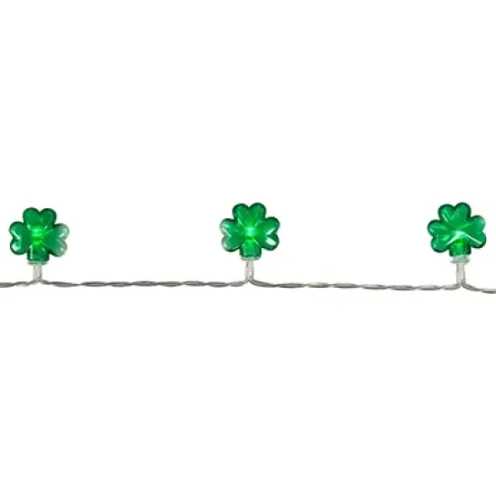 Northlight LED St Patrick's Day Shamrock String Lights with Timer - Green - 5.5' Clear Wire - 20ct image {4}