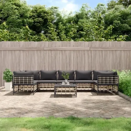 vidaXL Garden Lounge Set Anthracite Poly Rattan Large Modular image {1}