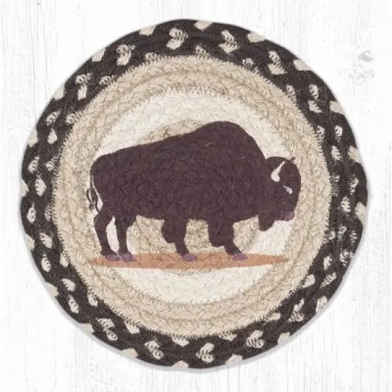 Earth Rugs Decorative Buffalo Printed Round Trivet 10" Farmhouse Kitchen Accent image {3}