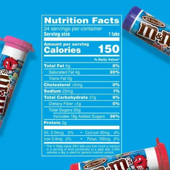 M&M's Mini Candy&nbsp;Covered Chocolate 1.08oz Tube 4/8/12/16/24 Pack Great For School, Home, Snacks, Holidays, Parties&nbsp;& More - Bulk Packaging image {4}