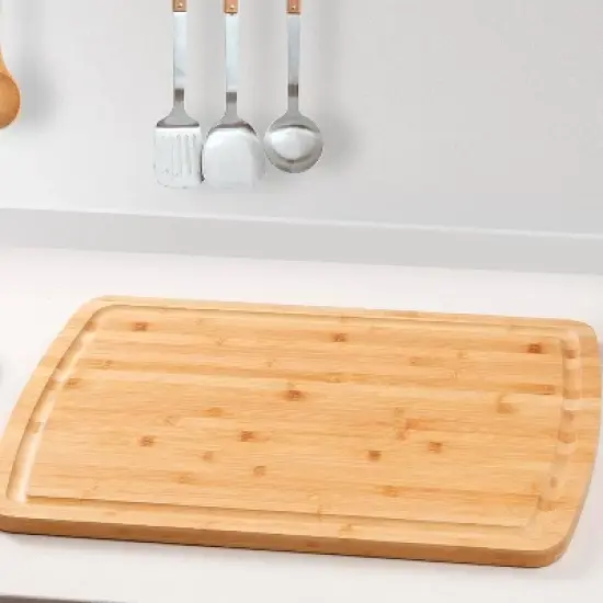 Bamboo Cutting Board, Extra Large Reversible Chopping Board for Kitchen, Stove Top Cover, Perfect for Meat, Vegetables and Cheese, Knife-Friendly image {6}