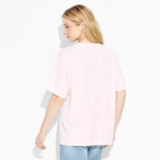 Women's Bermuda Oversized Short Sleeve Graphic T-Shirt - Pink image {1}