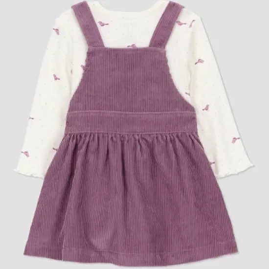 Carter's Just One You&reg; Baby Girls' 2pc Overalls Dress Set - Plum image {2}