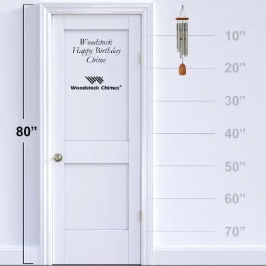 Woodstock Wind Chimes Signature Collection, Woodstock Happy Birthday Chime, 22'' Silver Wind Chime BDAY image {2}