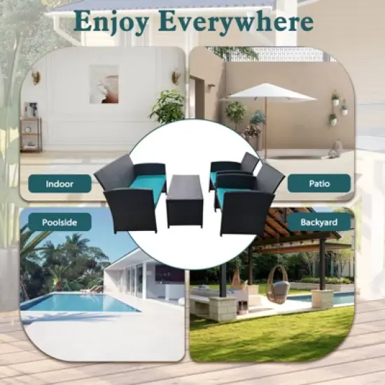 EROMMY 4 PCS Outdoor Seating Group with Cushions for 4 Person image {5}