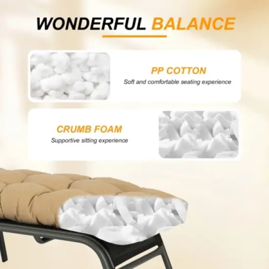 Aoodor 76" x 22" x 5.1" Polyester Tufted Chaise Lounge Cushion, Water-Resistant & Fade-Resistant Cushion for Outdoor Wicker Chaise Lounge Use, 2 Pack image {5}