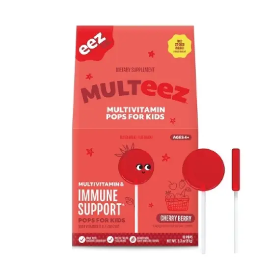 The Eez Co. Multeez Daily Immune Support Pops for Kids - Cherry Berry - 3.2oz/13ct image {8}