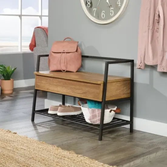 North Avenue Entryway Bench with Hidden Storage and Shelf Sindoori Mango - Sauder image {1}