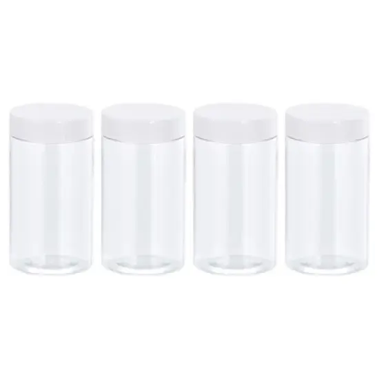 Unique Bargains Round Clear Plastic Empty Jars with White Screw Lid for Storage 4 Pcs image {5}