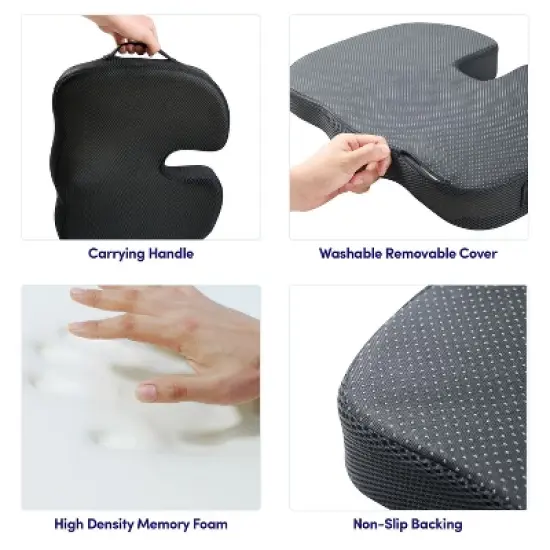 Premium Memory Foam Comfort Chair Cushion, Ergonomic Cushion for Chair, Car, Office Desk, Tailbone Relief image {3}