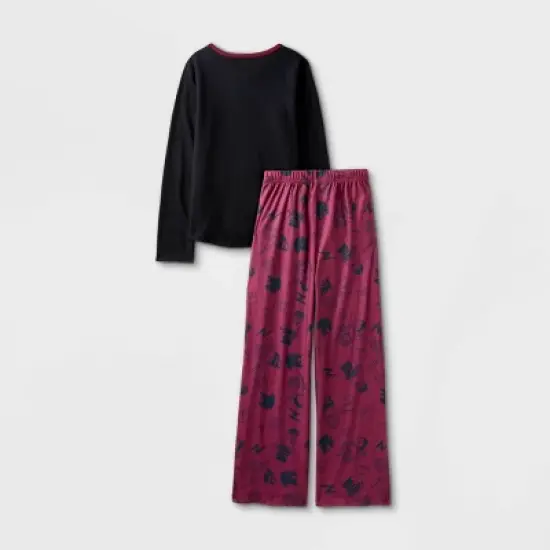 Girls' Harry Potter Gryffindor 2pc Thermal Pajama Set - Dark Purple/Black image {1}