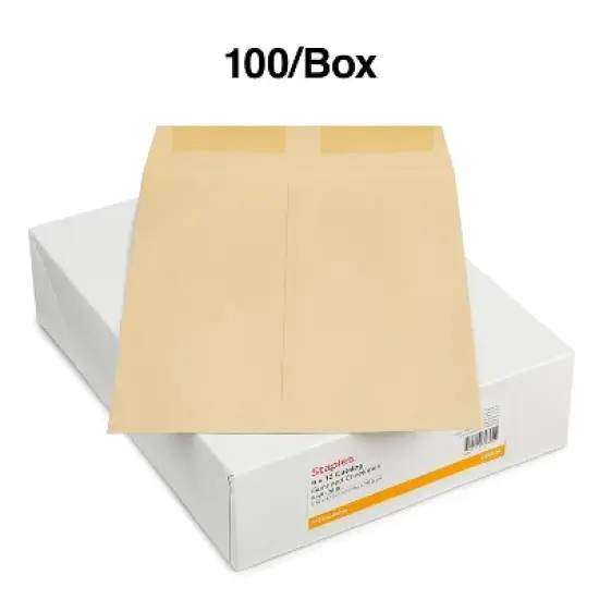 Staples Gummed Catalog Envelopes 9"L x 12"H Brown 100/Box (SPL194969) ST50190-CC image {3}