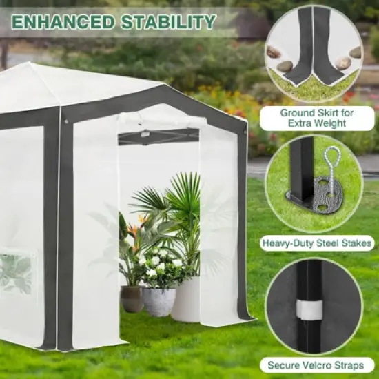 EAGLE PEAK 8x12 Portable Walk in Greenhouse , Heavy Duty Instant Pop Up Green House, Front Roll Up Zipper Entry Door and Mesh Windows image {4}