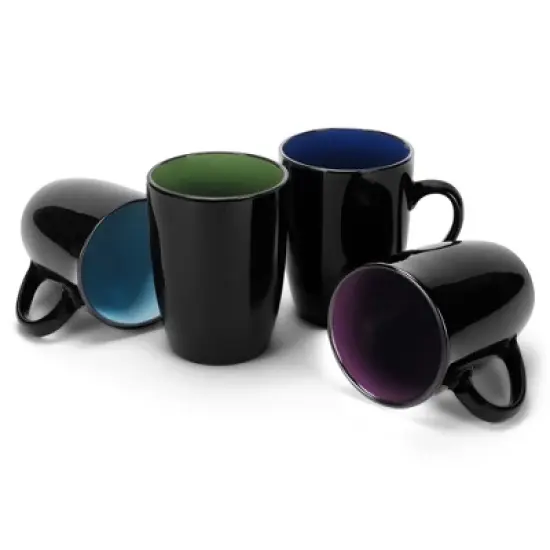 Elanze Designs Color Pop Cool Green Blue Purple 16 ounce Glossy Ceramic Mugs Assorted Set of 4 image {5}