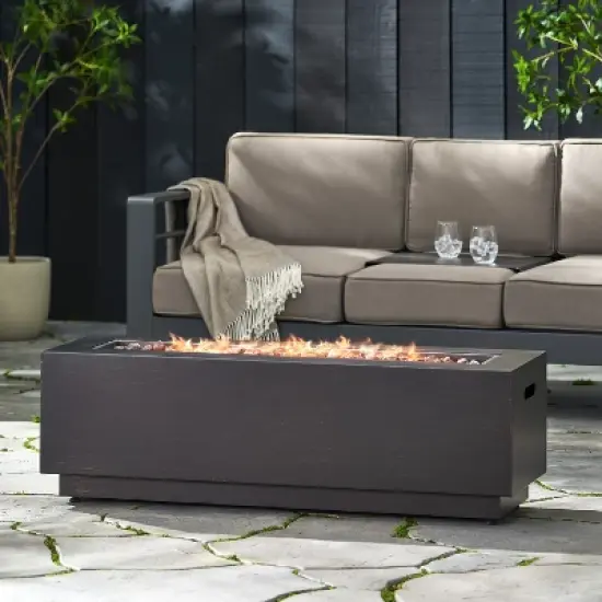40-Inch Rectangular Outdoor Iron Fire Pit With Propane Tank Storage - 50,000 BTU, Dark Grey image {15}