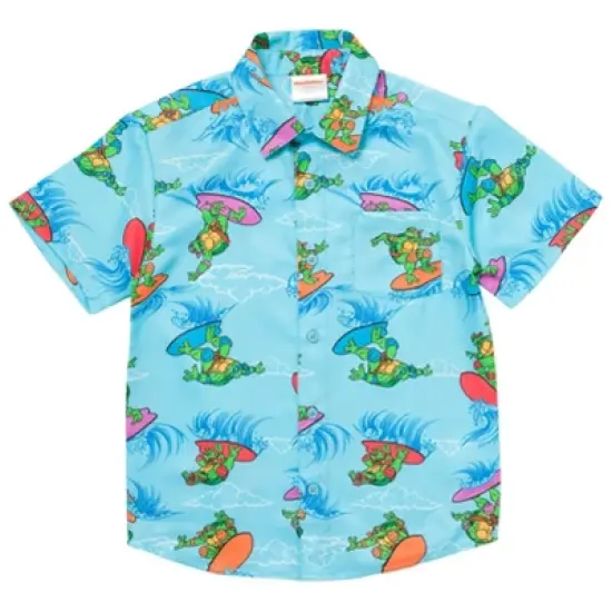 Teenage Mutant Ninja Turtles Leonardo Michelangelo Raphael Hawaiian Button Down Shirt Toddler to Big Kid image {2}