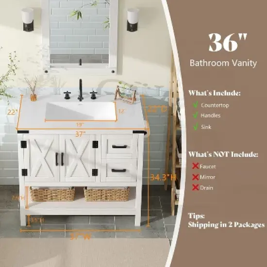 36" Farmhouse Bathroom Vanity with Sink Combo image {1}