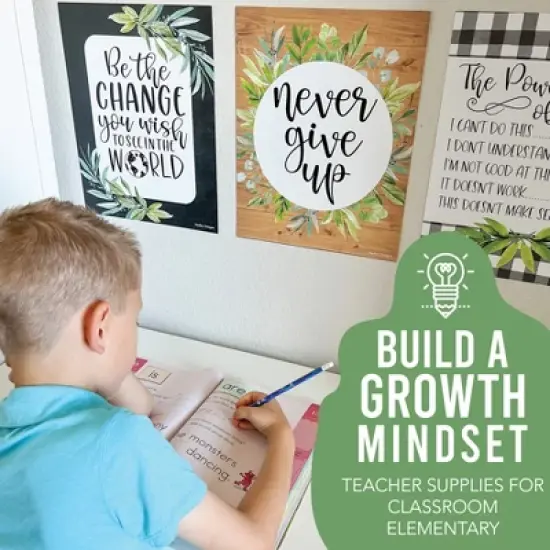 Hadley Designs Boho Farmhouse Growth Mindset Classroom Decor Posters, Set of 9 image {3}