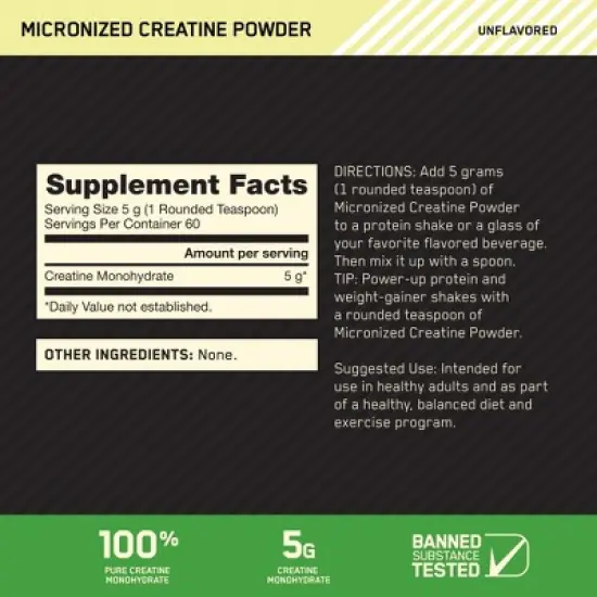 Optimum Nutrition Creatine Sports Nutrition Supplement Powder - 10.58oz: Energy, Dieting, Powder Form image {6}