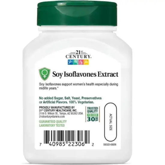 21st Century Standardized Soy Isoflavones Extract 100 mg 60 Vegetable Capsules image {3}