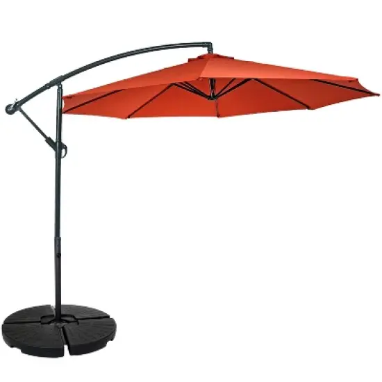 Sunnydaze Outdoor Steel Offset Cantilever Patio Umbrella with Round Base Set - 10' image {13}