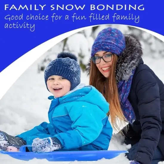 Slippery Racer Heavy-Duty Cold Weather Downhill Pro Adults and Kids Plastic Outdoor Winter Saucer Disc Snow Sleds with Handles. (3 Pack) image {4}