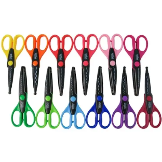 School Smart Paper Edger Scissor Set with Stand, Assorted Designs, Pack of 12 image {2}
