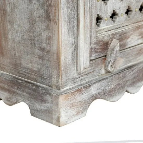 Tijeras Handcrafted Boho Mango Wood Nightstand Distressed White - Christopher Knight Home image {8}