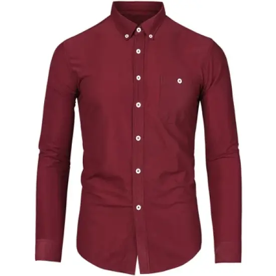 Lars Amadeus Men's Classic Regular Fit Long Sleeve Solid Color Point Collar Pockets Button Down Corduroy Shirts image {7}